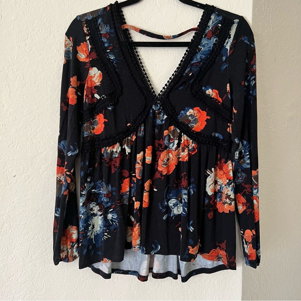 Anthropologie Mauve Riley Floral Ls Top